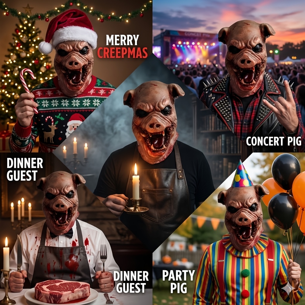 Realistic Bloody Pig Monster Full Face Mask for Halloween